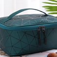thumbnail image 4 of Large Retro Nylon Simple Fashion Lattice Waterproof Cosmetic Bag Storage Bag Travel Toiletry Bag Makeup Case BLUE, 4 of 8