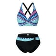 thumbnail image 2 of Womens Swimsuits Ruched Front Tie Knot Deep V Monokinis Bathing Suit Two Piece Bikini Sets High Waisted Beachwear Bathing Suit, 2 of 3