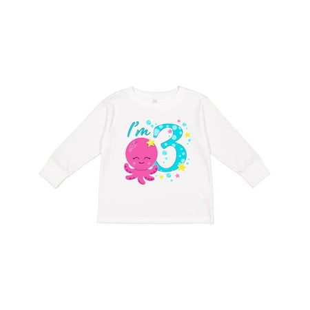 

Inktastic I m Three- Cute Octopus Birthday Gift Toddler Boy or Toddler Girl Long Sleeve T-Shirt