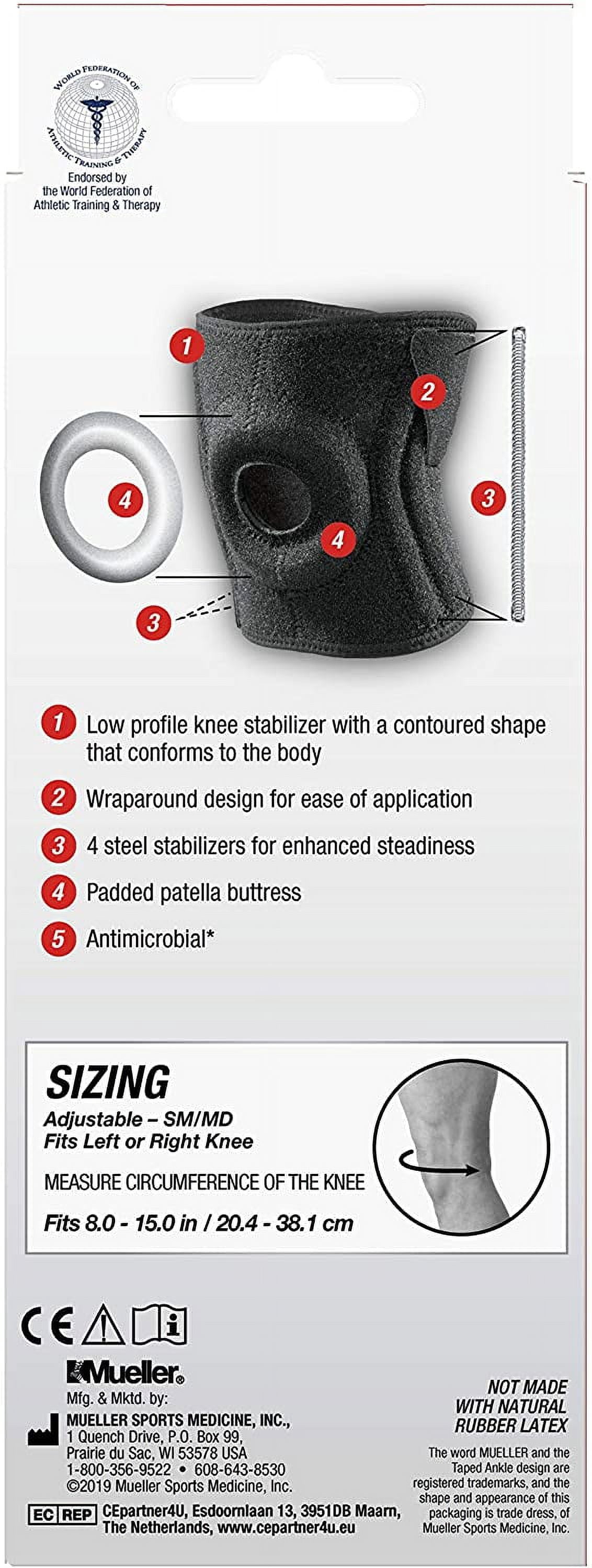 Mueller Premium Knee Stabilizer with Padded Support, Black, Small/Medium