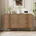 thumbnail image 3 of LYNSOM Fluted Dresser for Bedroom, Walnut 6 Drawer Dresser with Gold Handles and Wide Drawers, Wood Chest of Drawers for Bedroom, Hallway, 3 of 16
