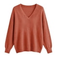 thumbnail image 6 of Horkkom V Neck Sweaters for Women Solid Color Work Pullover Knit Sweater Loose Casual Trendy Tops XL, 6 of 6