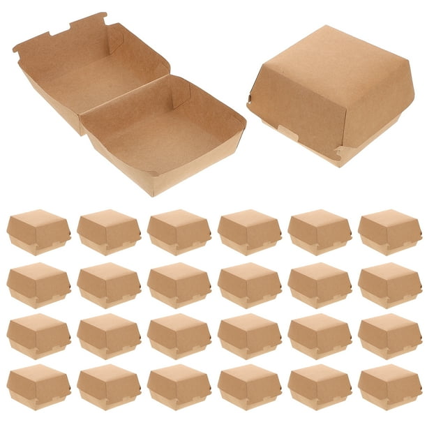 30 cajas de hamburguesas de papel kraft antigrasa de grado alimenticio, desechables, para llevar, sándwiches, pasteles, aperitivos, picnics y fiestas.