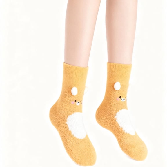 Maplenight Fuzzy Socks for Women Winter Thick Warm Fluffy Soft Slipper Home Sleeping Cute Animal Socks