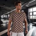 thumbnail image 3 of Wukai Mardi Gras Plaid Print Men's Short-Sleeved Mesh T-Shirt,Quick-Dry Short Sleeve Workout T-Shirt-XX-Large, 3 of 8