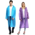 thumbnail image 2 of Portable Eva Raincoats For Adults, Reusable Rain Ponchos With Hoods And Sleeves Lightweight Raincoats, 2 Pack, 2 of 5
