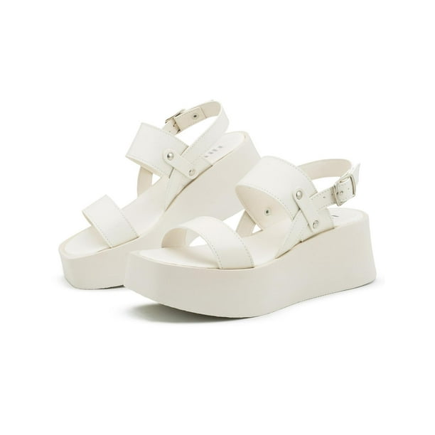 Sandalia Única Con Plataforma Para Dama Ajuste Hebilla Latte beige 22