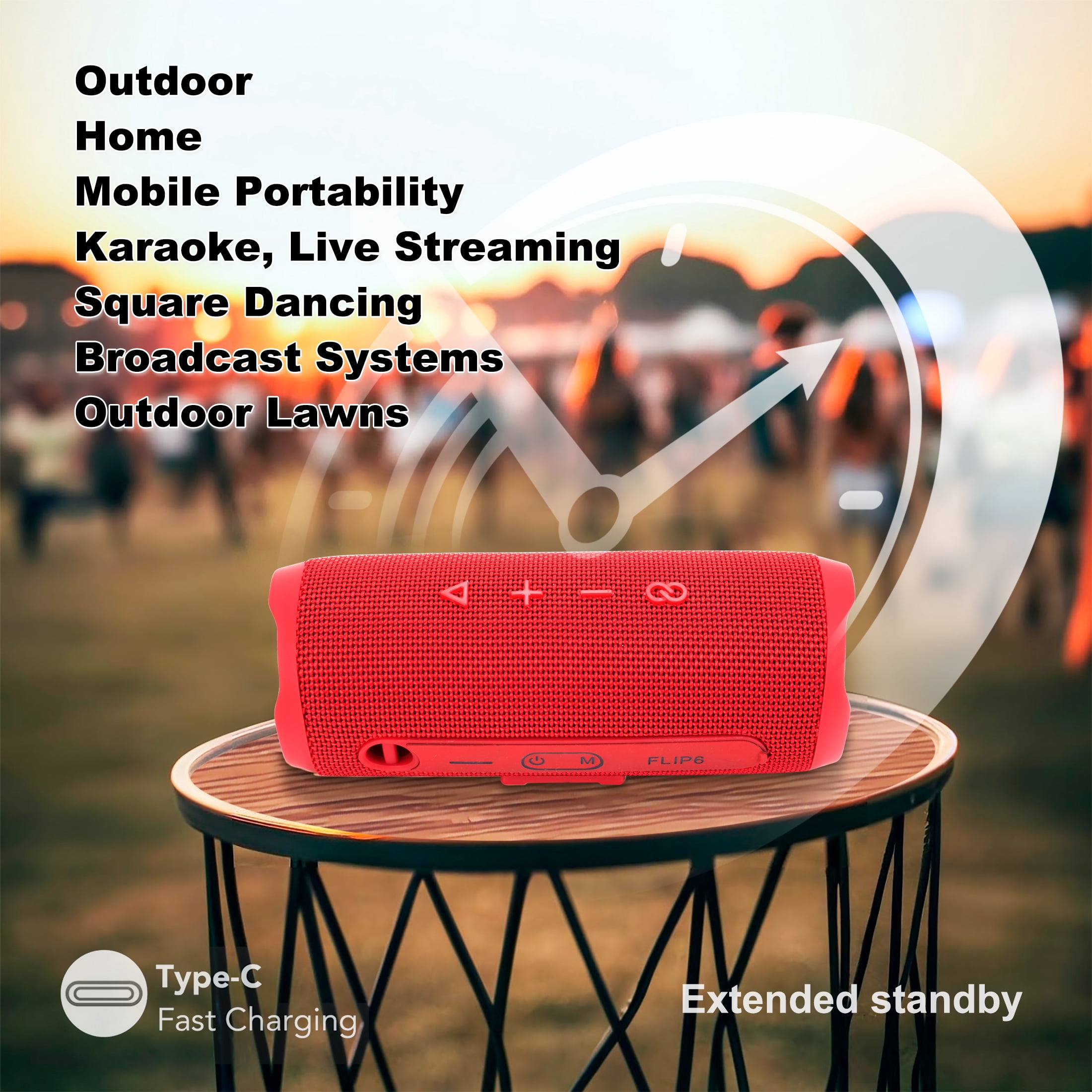 IPX4 Waterproof Bluetooth 5.0 Speaker, 10W Hi-Fi Stereo Sound, Wireless Portable Compact Design, Long-Lasting Battery, Ideal for Car, Home, Outdoor & Travel