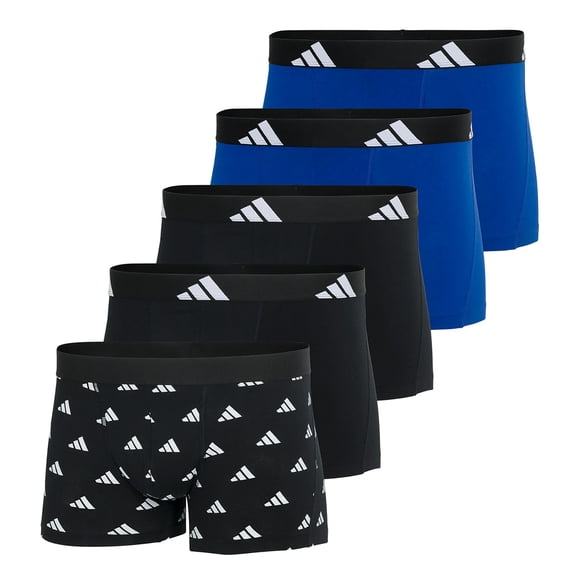 adidas men's boxer shorts, 5-pack - trunks, Active Flex Cotton, logo Black/White/Blue M (Medium)
