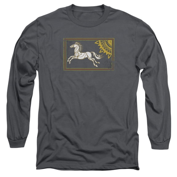 Lord of the Rings Rohan Banner Long Sleeve Adult 18/1 T-Shirt Charcoal
