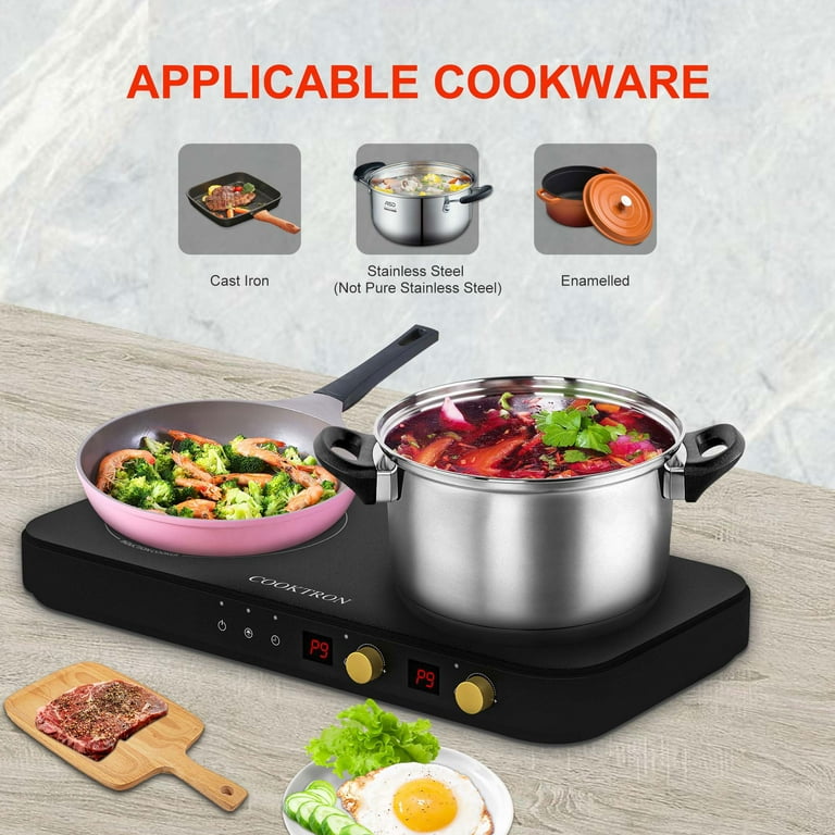 COOKTRON Portable Induction Cooktop Electric Stove &Cast Iron