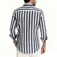 thumbnail image 3 of Men Striped Blouse Shirts Summer Spring Turn Down Collar Long Sleeve Button Female Oversized Loose Blouse Tops, 3 of 3
