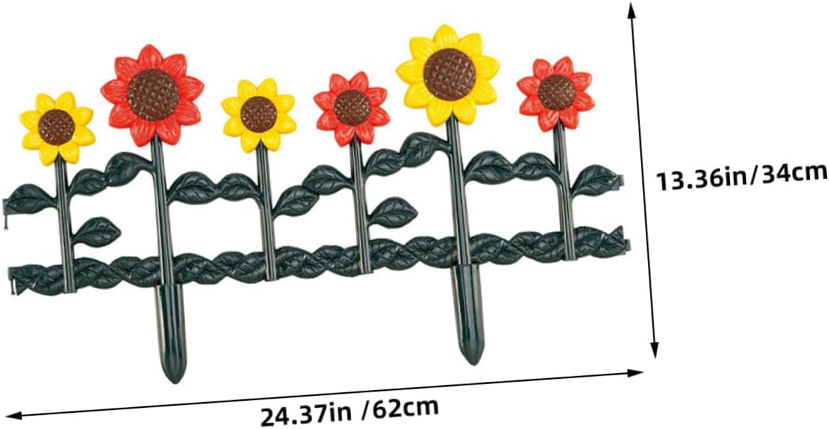 QIANJIA Sunflower Garden Fence Decoration Reusable Patio Border Edging for Lawn Flower Beds Easy to Install Portable Decorative Fence Panel for Outdoor Spaces