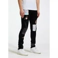 thumbnail image 2 of Crysp Denim Men's Embroidered Floral Patchwork Distressed Rip Skinny Fit Jeans (34, Black), 2 of 5