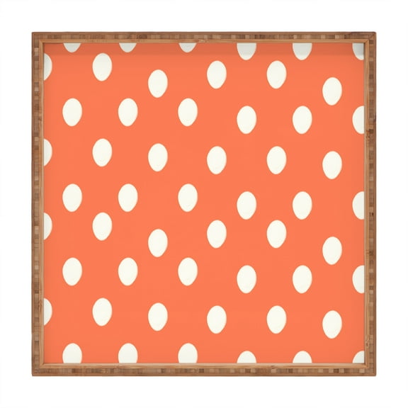 Society6 Orange Halloween Dots by Allyson Johnson Square Tray