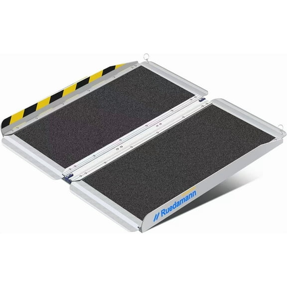 Ruedamann 2' x 30" Threshold Ramp with Non-slip Surface,Portable Aluminum Wheelchair Ramp, Ramps for Wheelchairs,Home,Steps,Stairs,Handicaps,Doorways (MR607W-2)