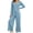 06-Light Blue, variant on Diufon Long Sleeve Jumpsuits for Women Back Zipper Elastic Waist Square Neck Wide Leg Overalls Going Out Fall Outfit