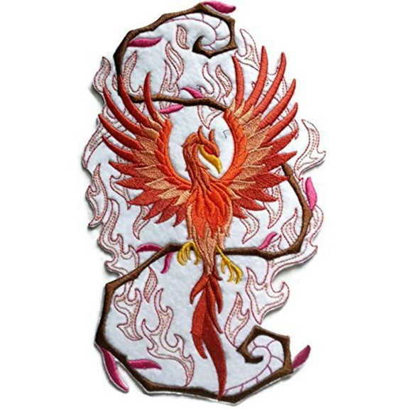 Custom Phoenix in Fantasy Flames Embroidery Iron On/Sew Patch [5.85" X 9.38"]