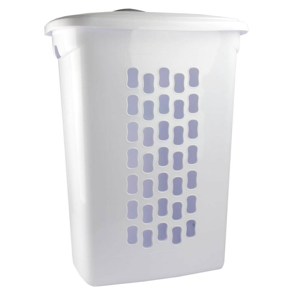 Sterilite White Laundry Hamper with LiftTop, Wheels, And Pull Handle