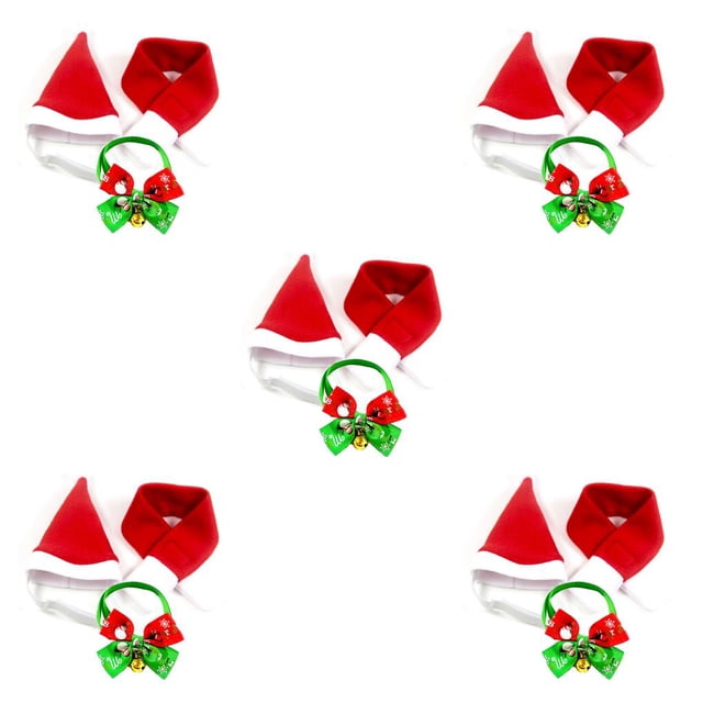 Conjunto de bufanda con campana de sombrero de Papá Noel Methold Navidad accesorios para mascotas CBP267554