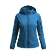 thumbnail image 5 of Waterproof Rain Jacket Women Hooded Zip Up Windbreaker Outdoor Coat Hiking Travel Lightweight Jacket, L, 5 of 7