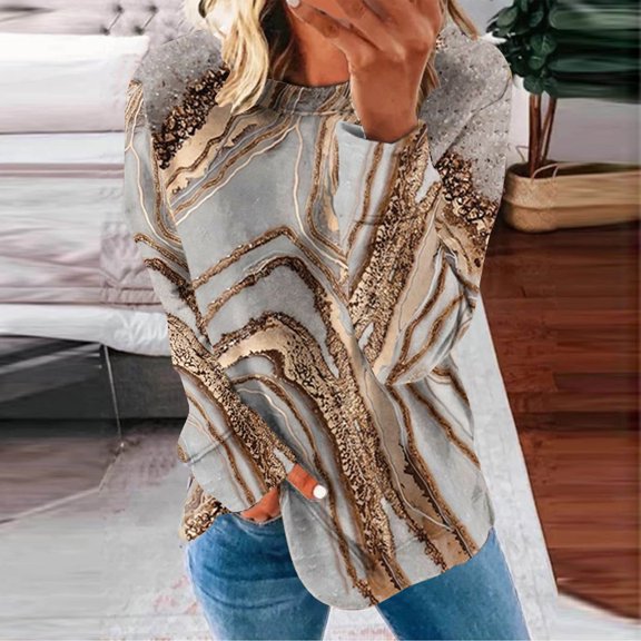 Aloohaidyvio Hoodies for Women,Womens Christmas Sweatshirt Round Neck Casual Long Sleeve Tops Blouse