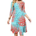thumbnail image 3 of Robe Évasée Corail Col Carré Robe Élégante Mode Féminine Imprimée Motifs Océan Corail Récif Océan Mer Bleu, 3 of 5