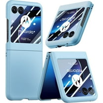 for Motorola Razr 2023 Case with Integrated Glass Screen Protector, Slim Matte Hard PC Back Case Scratch-Resistant Full Coverage Phone Case for Motorola Razr Plus 2023 - Sky Blue