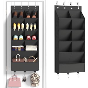 Over the Door Shoe Organizer 5 Tiers with 9 Compartments Black
