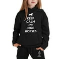 thumbnail image 4 of Tween Girls Winter Outfits 2 Piece Hoodie Jogger Set Casual Letter Print Pullover With Pants Outfit Clothes Black Size 10-11T, 4 of 4