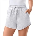 thumbnail image 3 of Pantalones Cortos de Verano para Mujer, Ropa Deportiva Informal, Ropa Deportiva de , Ropa de Playa para Vacaciones, Moda de Otoño Cómoda. Gris M, 3 of 8