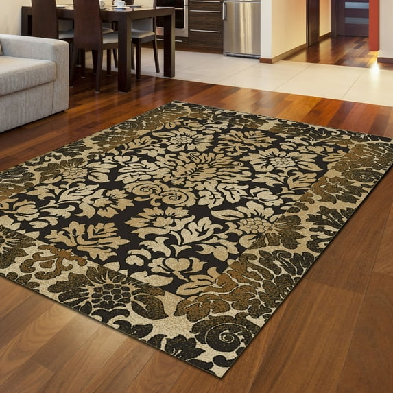 Radici USA 1717 Como Traditional Chocolate Oriental Damask Area Rug (5'5" x 7'7")