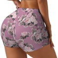thumbnail image 2 of Wukai Rose Flowers Print Pack Biker Shorts for Women Yoga Workout Gym Running Scrunch Active Shorts-, 2 of 8