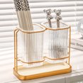 thumbnail image 4 of Soporte para utensilios de encimera de cocina, cubiertos, 2 tazas transparentes con marco, utensilios de cocina prácticos, olla k, cuchara, cuchillo, cubiertos, 4 of 7