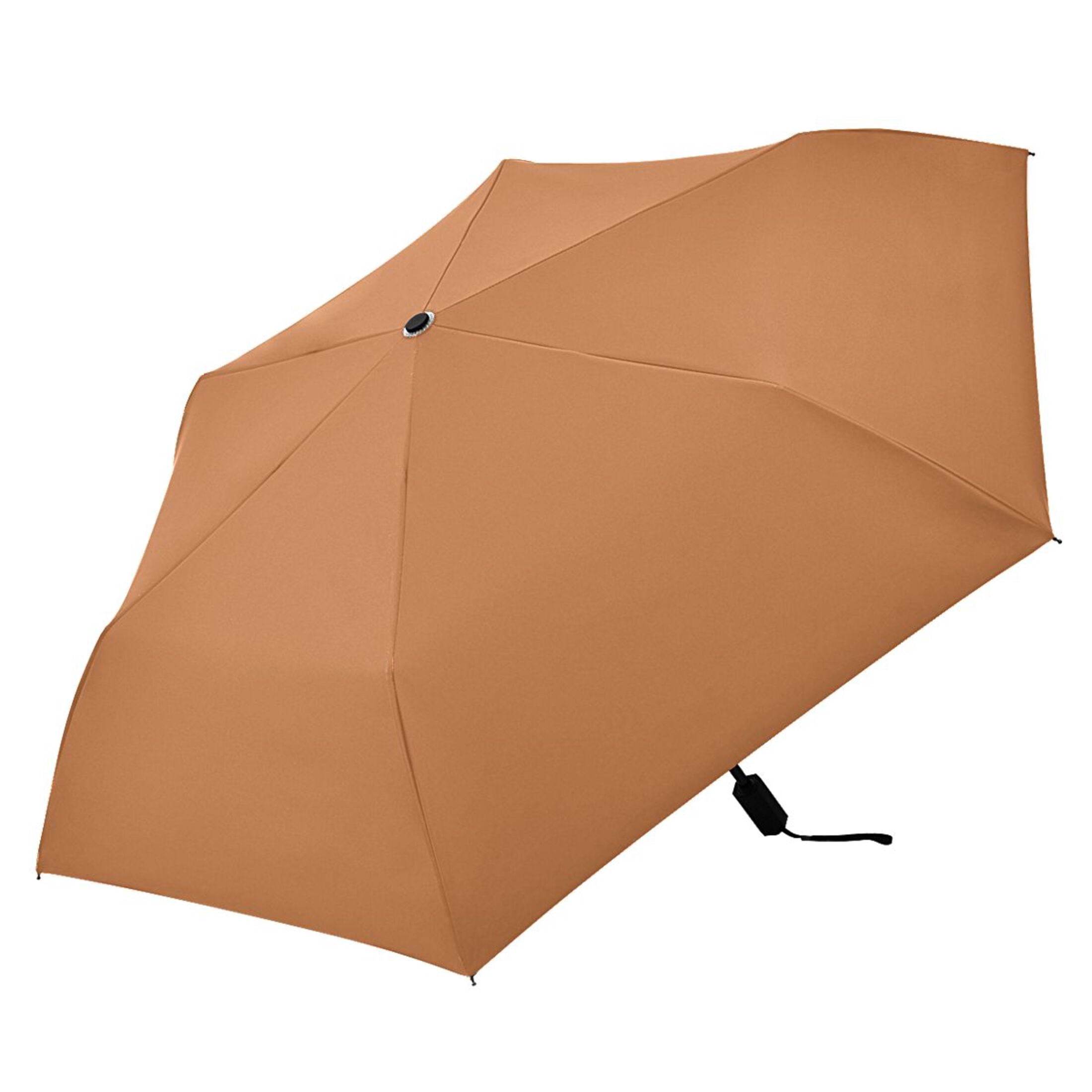Brown Compact Sun Umbrella Windproof Travel Umbrellas for Rain Strong Portable UV Protection