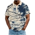 thumbnail image 2 of Blusa y camisa de manga corta con cuello vuelto para hombre, informal, holgada, a la moda, con botones estampados, blusa de manga corta con cuello vuelto para hombre, top de poliéster para hombre, 2 of 5