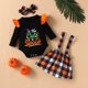 thumbnail image 2 of Body De Bebé Conjunto De Canastilla Onesies Para Niños Pequeños Festival Niñas Moda Lindo Manga Larga Celosía Letras Patrón Volantes Mameluco Traje De Falda Negro Odeerbi LM103-9081, 2 of 9