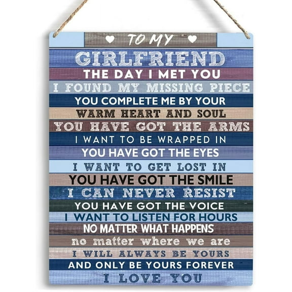 Gifts for Girlfriend To My Girlfriend Gifts Wooden Hanging Sign Birthday Christmas for Her Best Gifts for Girlfriend from Boyfriend Romantic Gifts for Her Wall Decor 8x10 Inch