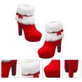 thumbnail image 2 of Botines navideños de invierno con tacón alto, plataforma gruesa y felpa hasta el tobillo, 2 of 7