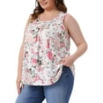 thumbnail image 2 of DARING DIVA Women's Plus Boho Pleated Curved Hem Tank Top Blouse 2X White, 2 of 7