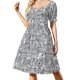 thumbnail image 2 of Vestido de manga corta blanco y negro de circo retro para mujer, vestido largo de verano, vestido de verano para mujer coreana, 2 of 7
