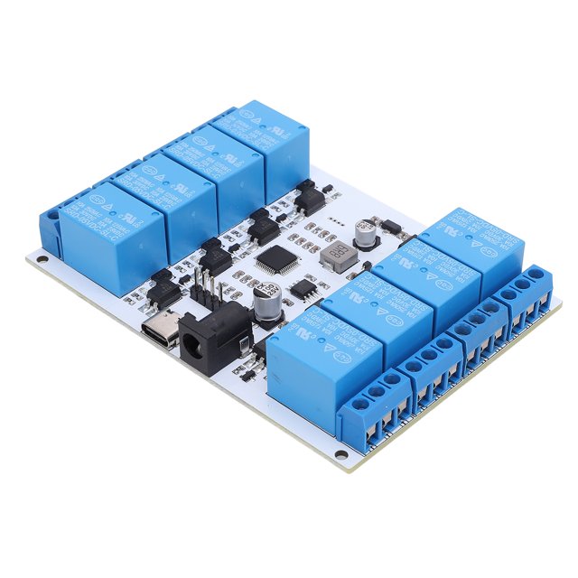 8 Channel USB Relay Module, GD32F103C8T6 Chip Optocoupler Protective USB Smart Relay Module Type C Interface Plug and Play for Control