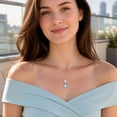 thumbnail image 4 of Bestyle Created Aquamarine Pendant Necklace for Women Heart & Pear Cut Dangle Necklace Jewelry Gifts for Birthday Christmas Stocking Stuffers, 4 of 9