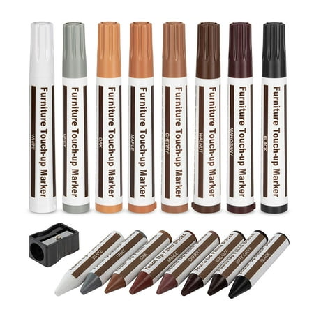 Ups Furniture Shipping Escest Furniture Touch Up Repair 17Pc Set - Markers and Filler Sticks - Scratches Restore Kit - 8 Felt Tip Markers - 8 Filler Wax Sticks Crayons - 1 Sharpener - Wooden Scratch Cover Ups & Removers ()