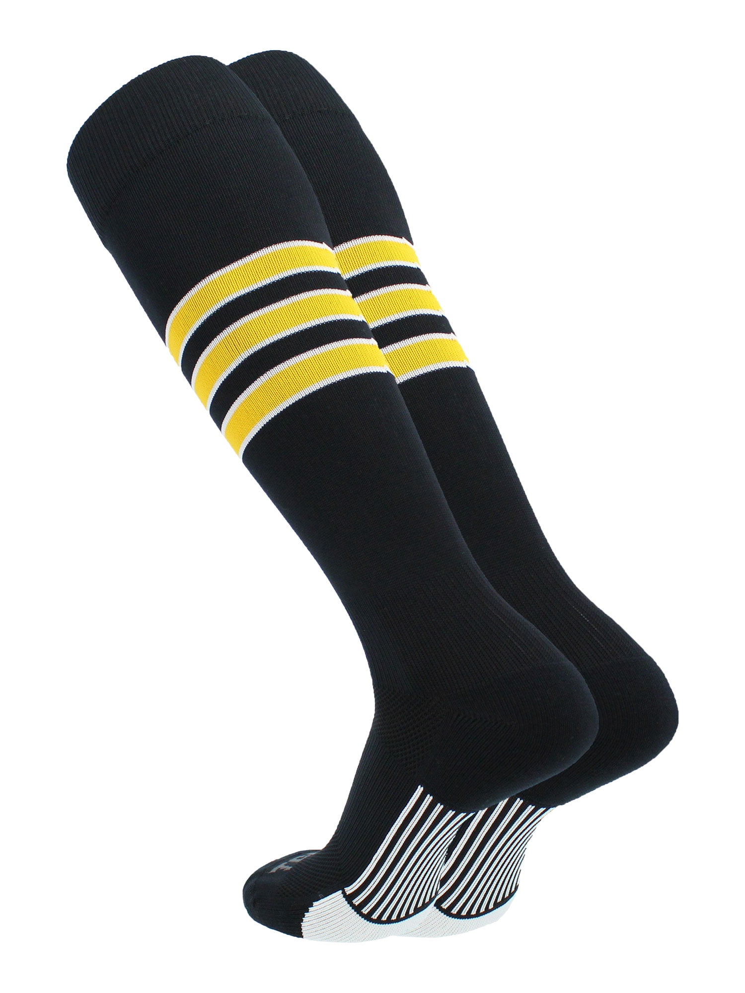 TCK Performance Baseball/Softball Socks (Black/White/Gold, Medium)