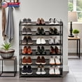 thumbnail image 2 of Hassch 6-Tier Bamboo Shoe Rack, Portable Shoe Storage Shelf with Handles, Perfect for Corridors, Bedrooms and Small Spaces (Black), 2 of 9