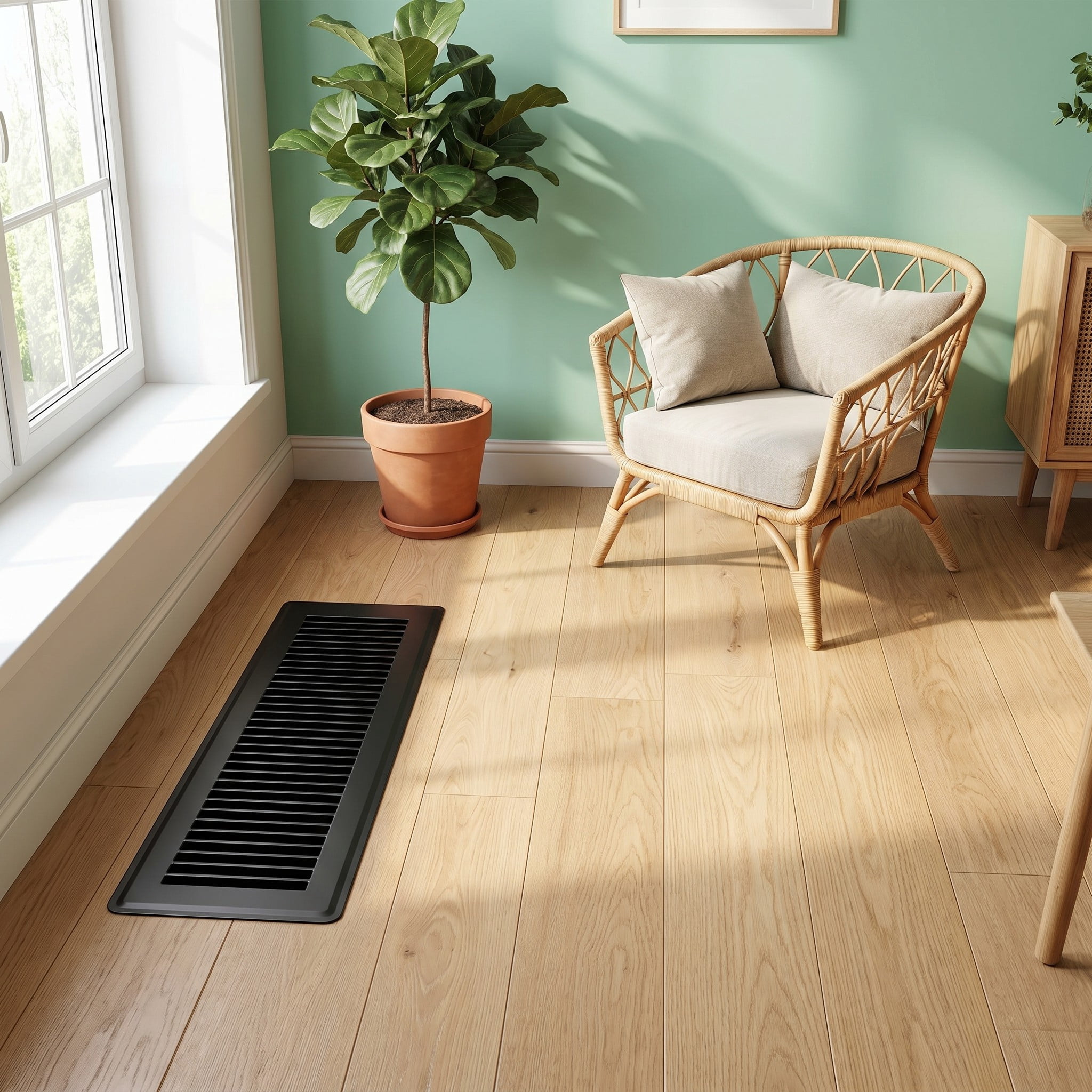 Stcellnmex 1 Pc 4 x 10 Inch Heavy Duty Metal Floor Vent Covers Floor Register With Rust Proof Finish For Home Floor Heater (Black)