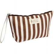 Riah Fashion Black Vertical Striped Cosmetic Pouch