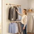 thumbnail image 6 of Wekvgz Hanging Closet Rod Adjustable Extendable Stainless Steel Clothes Hanger with 50 lbs Load Capacity 40.5-71cm Length and 43-73cm Height Telescopic Organizer for Wardrobe Balcony, 6 of 12