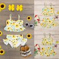 thumbnail image 5 of FRSASU Baby Kids Girls Ruffle Sunflower Print Straps Swimsuit Tops Shorts Swimwear Set, 5 of 8